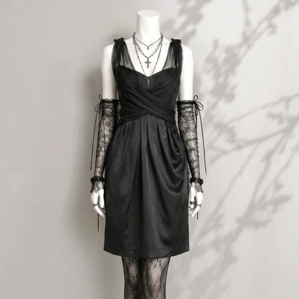 black bcbg cocktail dress Black Strapless Tiered Tulle Midi Dress